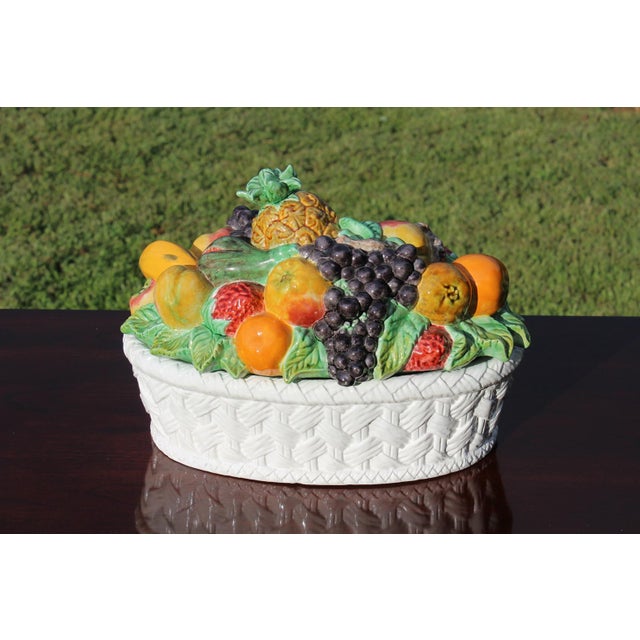 Realism Bordallo Pinheiro Ceramic Fruit Basket Serving Dish For Sale - Image 3 of 15