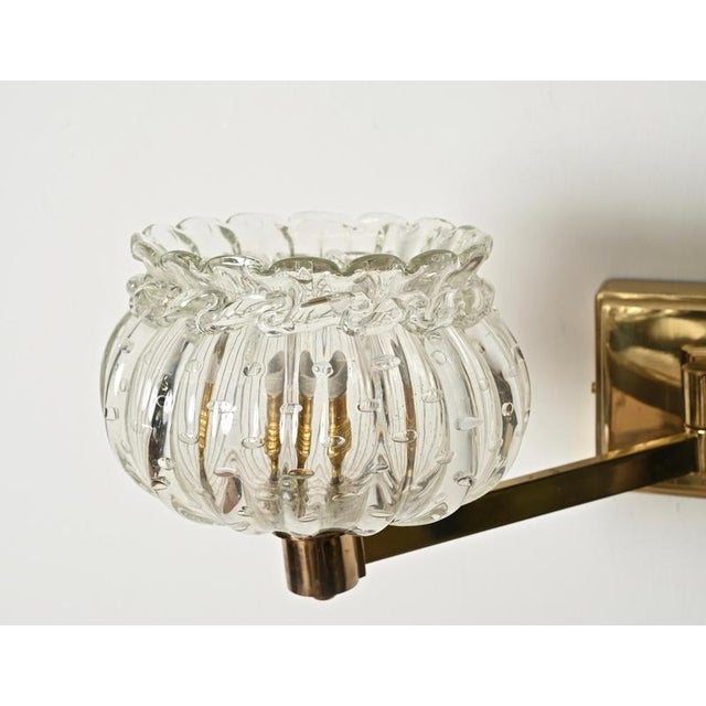 Large Adjustable Murano Glass and Brass Flower Sconces from Barovier, Italy, 1940s, Set of 2 For Sale - Image 9 of 18