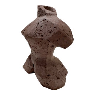 1960s Larry Mohr Signed Terra Cotta Nude Sculpture Abstract Figurative Form For Sale