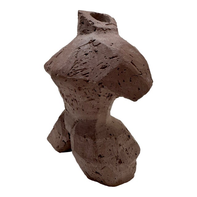 1960s Larry Mohr Signed Terra Cotta Nude Sculpture Abstract Figurative Form For Sale