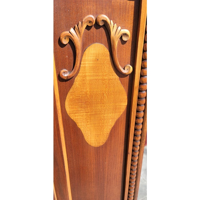 Wood Antique 1920s Walnut Spanish Revival China Cabinet Bookcase For Sale - Image 7 of 10