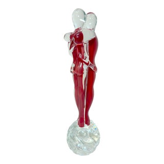 Vintage Hand Blown Italian Murano Glass Fornace Mian Formia Couple Sculpture For Sale