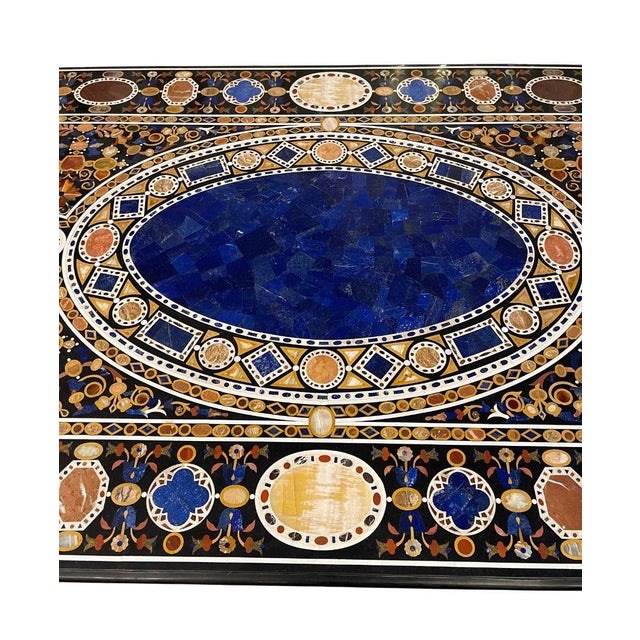 Italian Massive Italian Pietra Dura Dining Table With Stone Bases, C. 1980s For Sale - Image 3 of 9