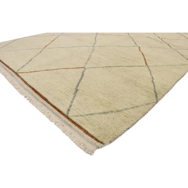 Mid-Century Modern Contemporary Moroccan Rug With Warm Minimalist Style - 06'09 X 10'07 For Sale - Image 3 of 10