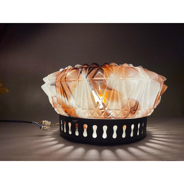 Metal Burgundy Murano Glass Flush Mount Lamp, 1960s For Sale - Image 7 of 10