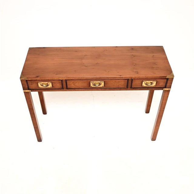 Military Campaign Yew Wood Console Table, 1930s For Sale - Image 6 of 12