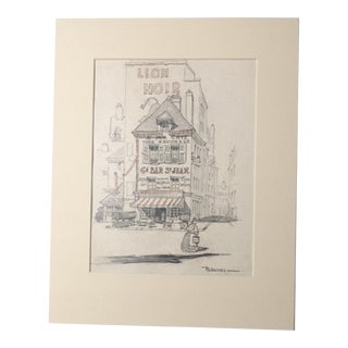 1920s "Beauvais" Landscape Pencil Drawing by Walter E. Church For Sale