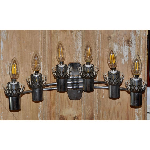 Chrome 6-Light Wall Sconce, 1960s For Sale - Image 11 of 13
