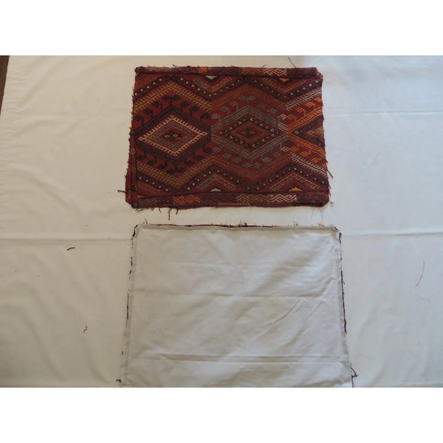 Vintage Orange and Brown Kilim Woven Textiles Ideal for pillows or upholstery. Size: 16" x 21"W both