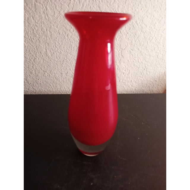 This is a STUNNING Krosno Red Art Glass Poland 6" Bud Vase. Procured at auction BOX 26