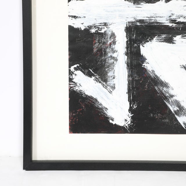Mid-Century "Dakota Series" B&w Abstract Acrylic on Paper by Harry Bertschmann For Sale In New York - Image 6 of 10