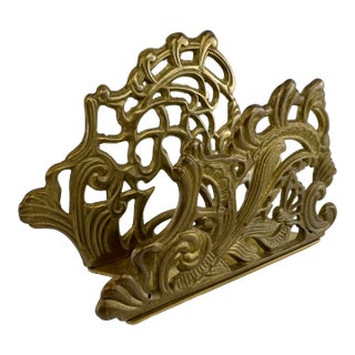 Vintage Art Nouveau Style Cast Brass Letter Holder For Sale