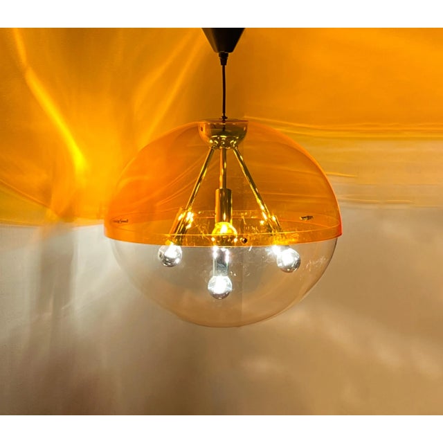 Mid-Century Modern Space Age Orange Sphere Pendant Lamp attributed to Raak Amsterdam For Sale - Image 9 of 12