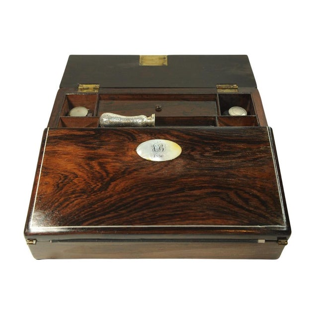 19th Century Rosewood Writing Slope with Inlay, Set of 5 For Sale - Image 13 of 13