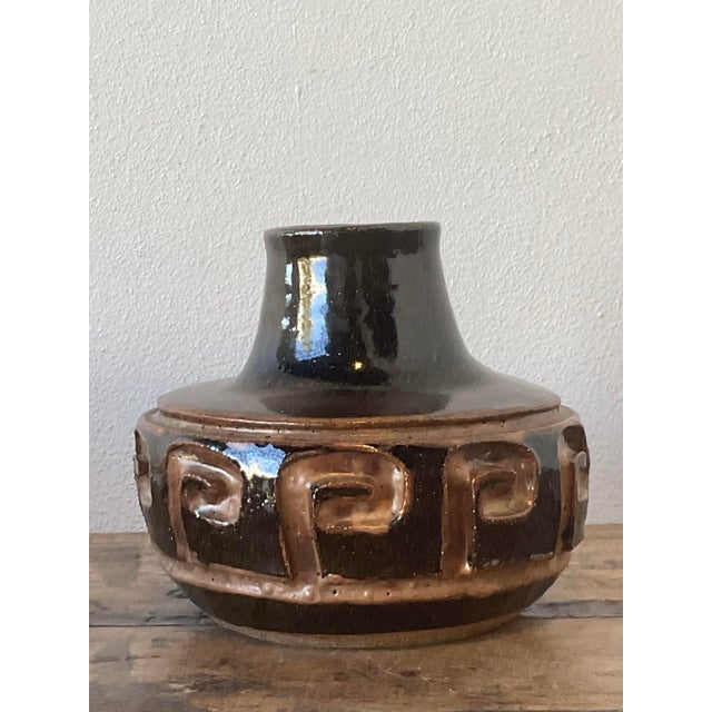 Vintage Original Studio Pottery Greek Key Vase For Sale - Image 4 of 12