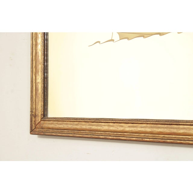 Gold Vintage Gilt Frame Etched Masted Ship Wall Mirror For Sale - Image 8 of 13