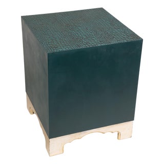 St. Charles Cube Side Table With Croc Texture Top For Sale