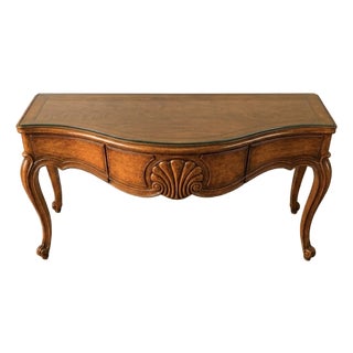 Early 20th Century Walnut 3 Drawer Shell Console Motif Design For Sale