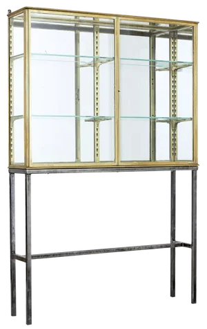 French Brass Glazed Shop Display Cabinet by Siegel, 1920s