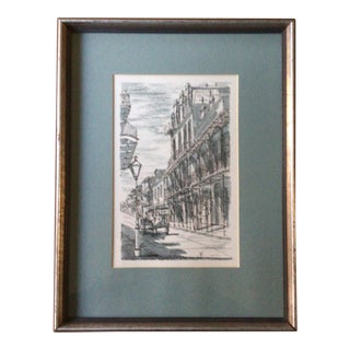 Vintage 1965 Colored Lithograph New Orleans, St. Louis Street Vieus Carre’ by Franz Weiss For Sale