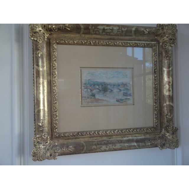 1920s Paul Emile Pissarro "Marine Grand Pont" Original Pastel Painting 1920s For Sale - Image 5 of 10