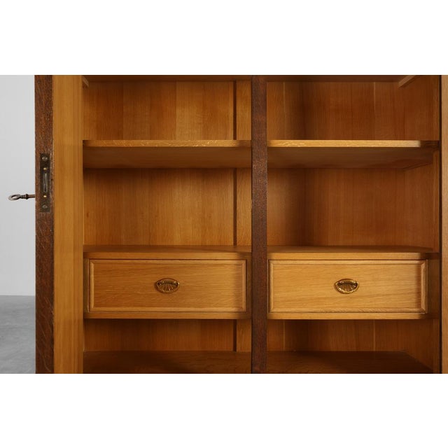 Brown Art Deco Oak Cabinet with Sculptural Carving from Jacques Klein, France, 1925 For Sale - Image 8 of 18