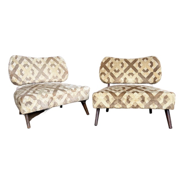 Pair of Gilbert Rhode Style Slipper Chairs Mid Century Modern For Sale
