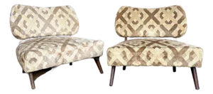 Pair of Gilbert Rhode Style Slipper Chairs Mid Century Modern
