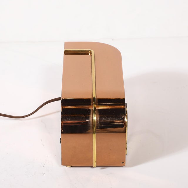 Copper Art Deco Lawson Model P-40 "Zephyr" Streamlined Copper & Brass Electric Clock For Sale - Image 8 of 10