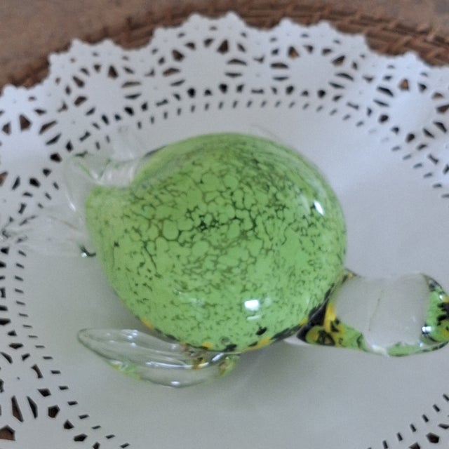 20th Century Art Glass Large Heavy Turtle Figurine Paperweight. This exquisite art glass sea turtle figurine paperweight...