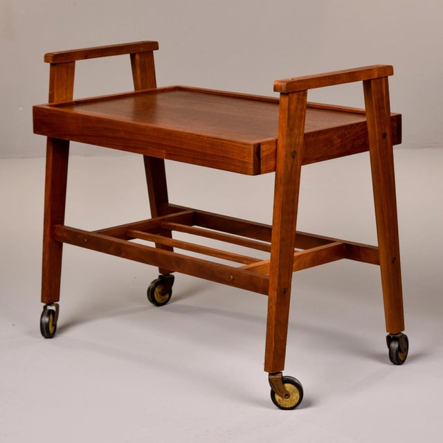 Mid Century Teak Cart or Side Table on Casters For Sale - Image 4 of 11
