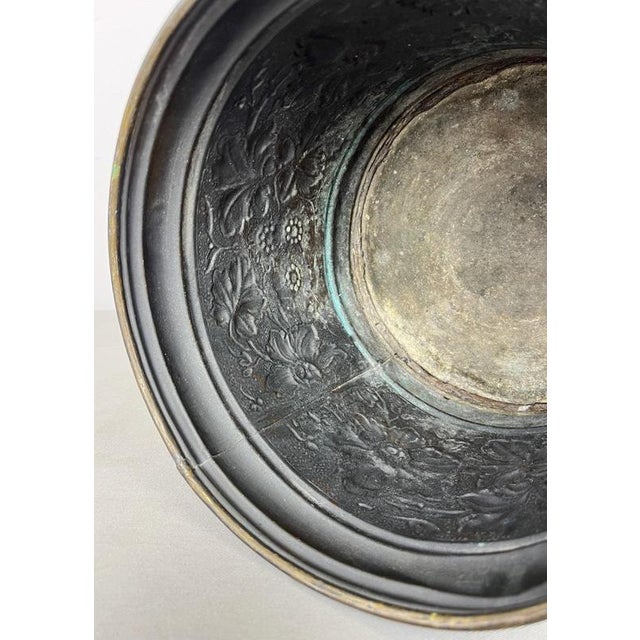 Vintage French Floral Painted Brass Jardiniere For Sale - Image 15 of 18