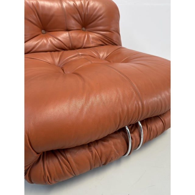 Cassina Vintage Italian Soriana Chair in Original Cognac Leather by Afra & Tobia Scarpa for Cassina, 1960s For Sale - Image 4 of 18