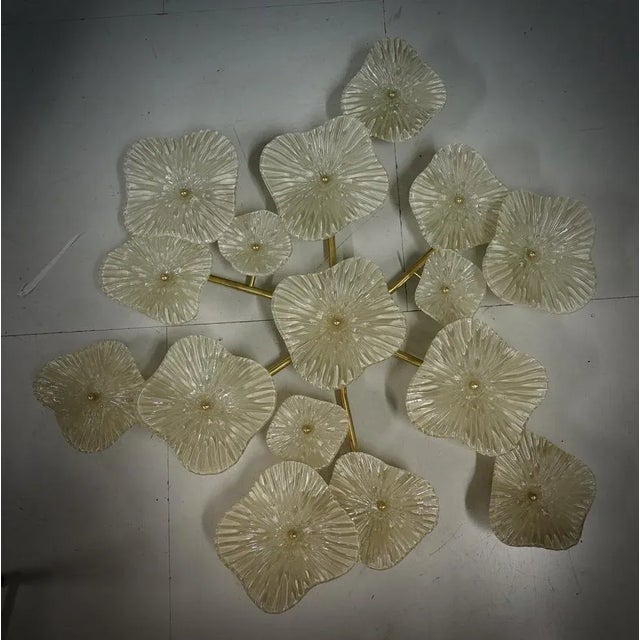 Gold Mid-Century Murano Art Glass and Brass Wall Light For Sale - Image 8 of 9