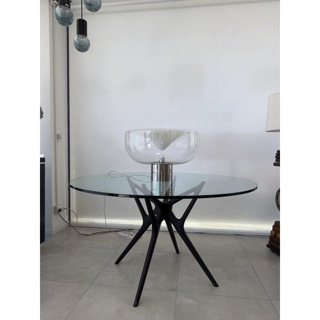 Vintage Glass and Chromed Metal Table Lamp from Leucos, 1970s For Sale - Image 9 of 11