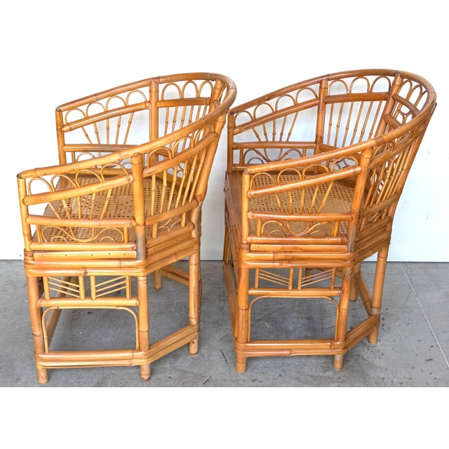 Pair of Brighton Pavilion Revival Bamboo, Rattan and Caned Armchairs, Circa 1970 For Sale - Image 12 of 14