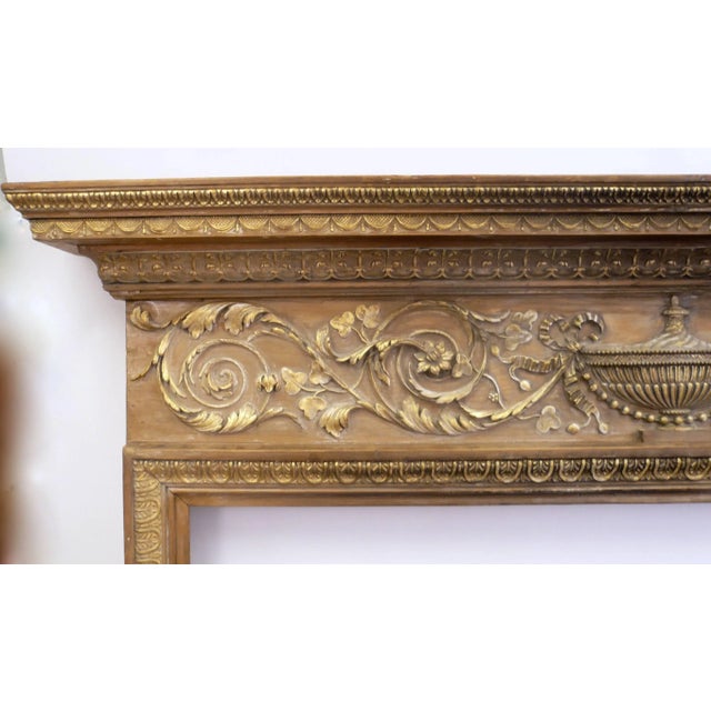 Bronze English Georgian Carved Pine Fireplace Mantle with Gilt Elementsts For Sale - Image 8 of 11