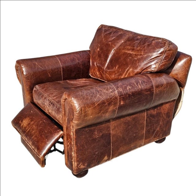 Restoration Hardware Lancaster Leather Armchair Recliner For Sale - Image 12 of 18