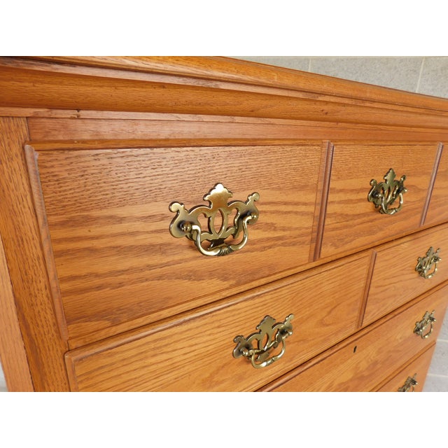 Late 20th Century Thomasville American Oak Collection Georgian Style Tall Chest For Sale - Image 5 of 15