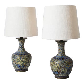 Yellow Background Cloisonnés, Set of 2 For Sale