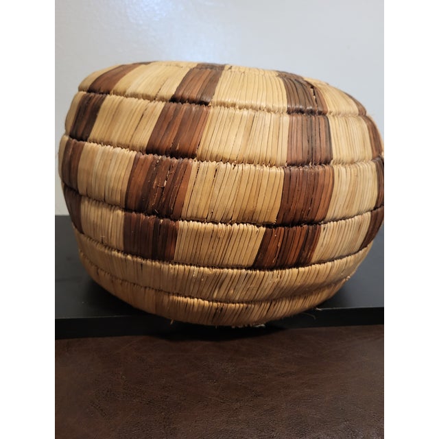 1980s Vintage Woven Coil Basket For Sale - Image 5 of 12