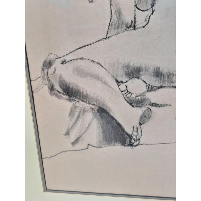 1970s Charcoal Figure Study on Paper For Sale - Image 5 of 7