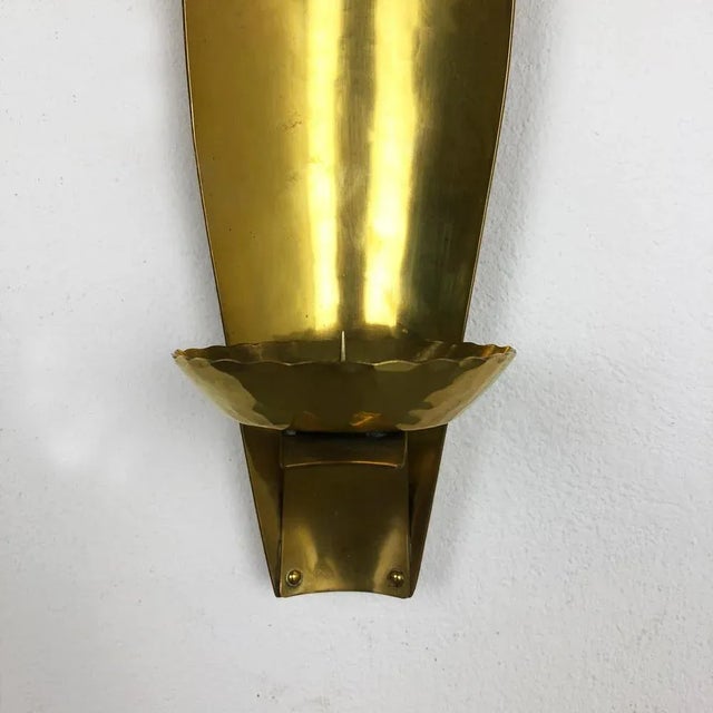 Brutalist Brutalist Brass Wall Candleholder from Emil Funk KG, Germany, 1950s For Sale - Image 3 of 16