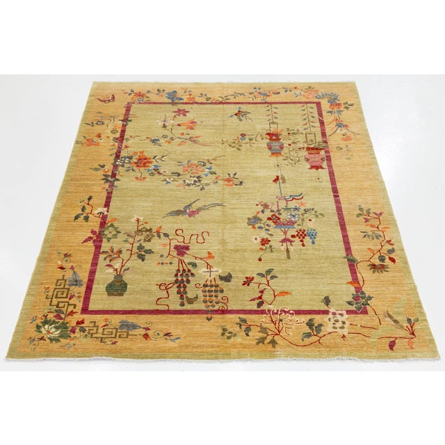 Elevate your interior with this exquisite hand-knotted wool rug, inspired by classic Chinese Chinoiserie aesthetics....