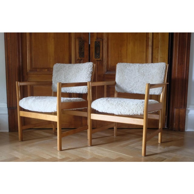 Beige 1960s Vintage Sheepskin Armchairs by Alf Svensson - a Pair For Sale - Image 8 of 10