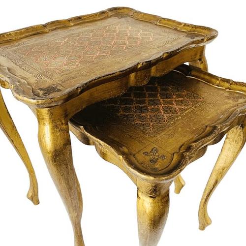 Vintage Florentine Hollywood Regency Gilt Wood Nesting Tables, 1950s, Set of 2 For Sale - Image 6 of 11