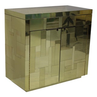 Paul Evans Cityscape Bar Cart in Brass For Sale