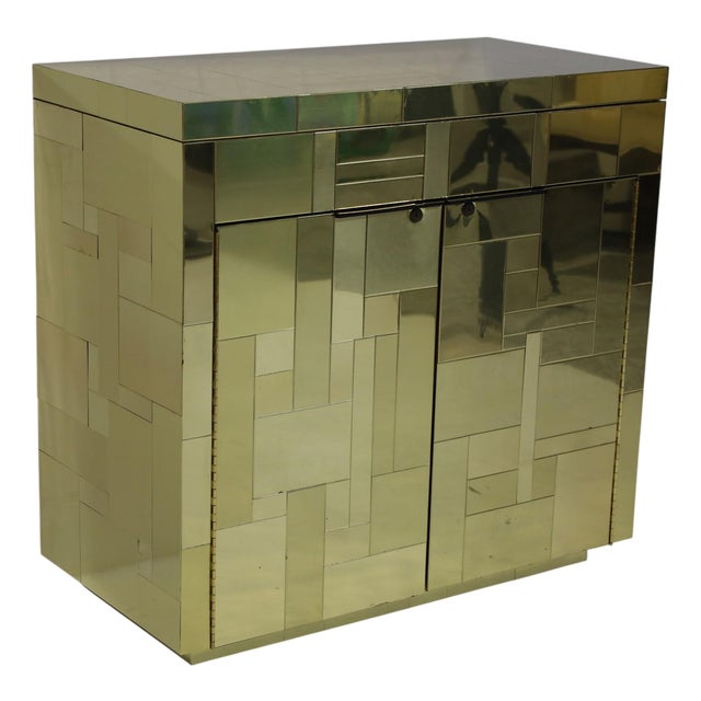 Paul Evans Cityscape Bar Cart in Brass For Sale