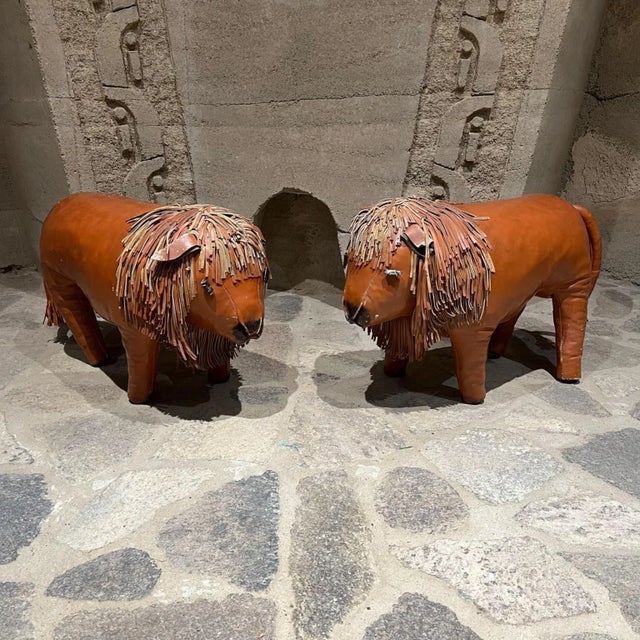 1960s Leather Lion Footstools in the Style of Dimitri Omersa For Sale - Image 12 of 12