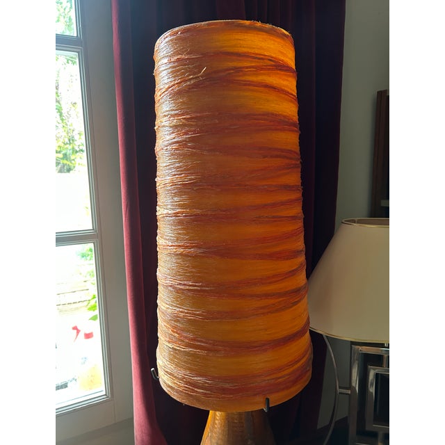 Mid-Century Modern Resin Shade Terracotta Double-Lighting Lamp by Accolay, 1960 For Sale - Image 3 of 11